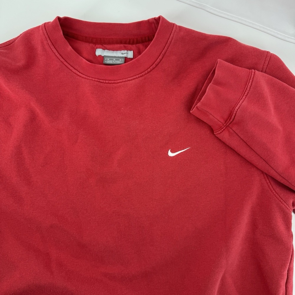 Vintage Nike Sweatshirt Men M Red Crewneck Sweater Y2K 2000s Gray Tag